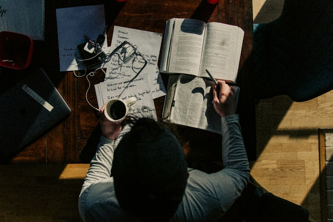 person studying finance books